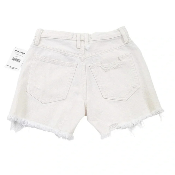 Free People Makai Cutoff Short White Denim Distressed Size 24 NWT - Picture 6 of 11